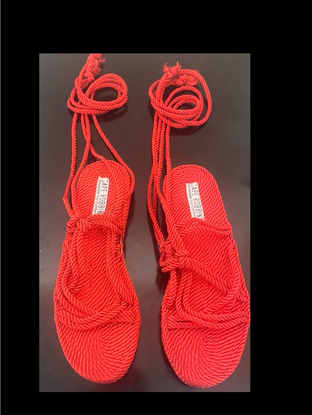 Cape Robbin Red Twisted Rope Lace-Up Sandals - Picture 6 of 9